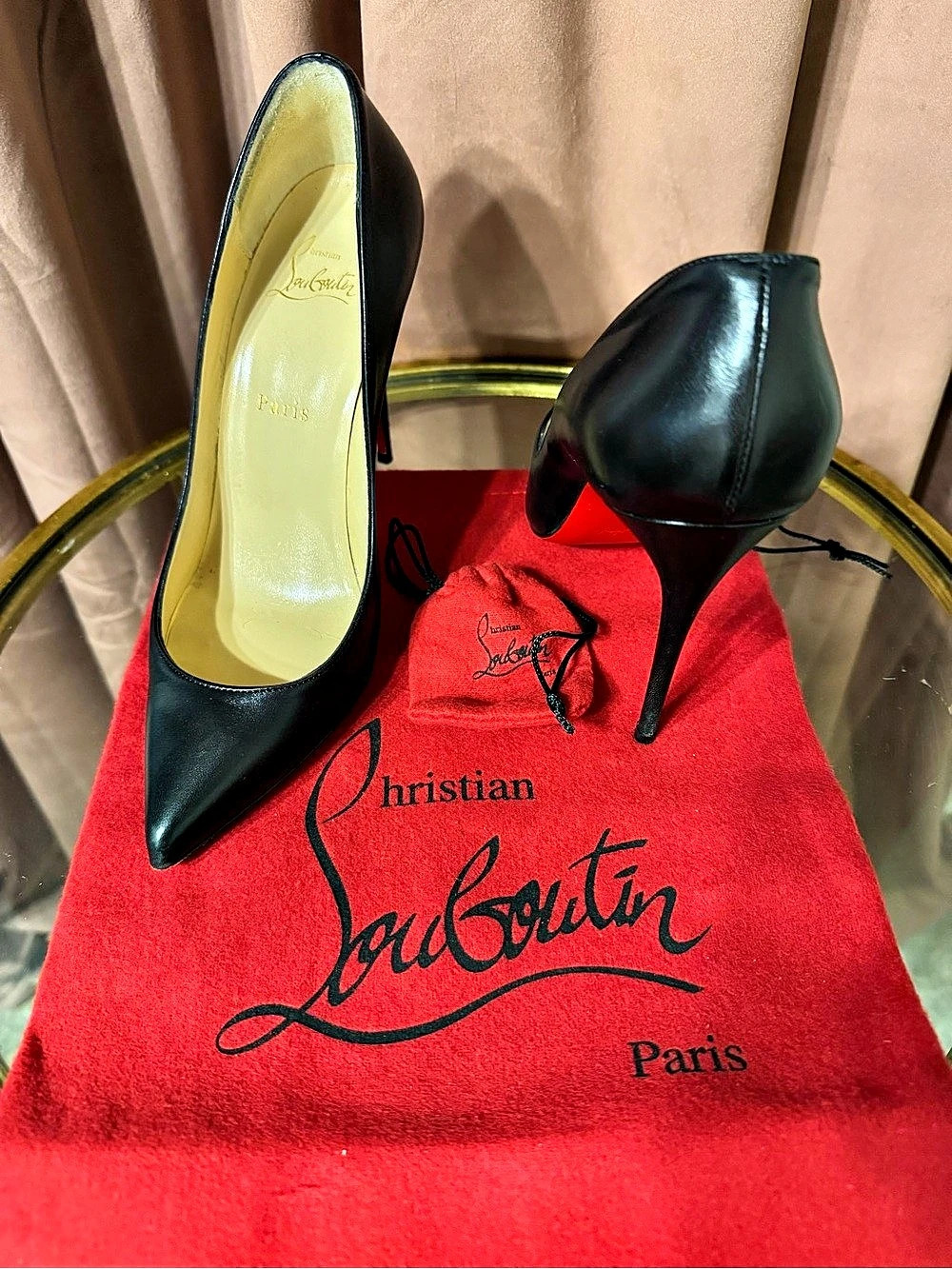 Christian Louboutin Pigalle Follies 100mm Black Leather Heels EU 38.5